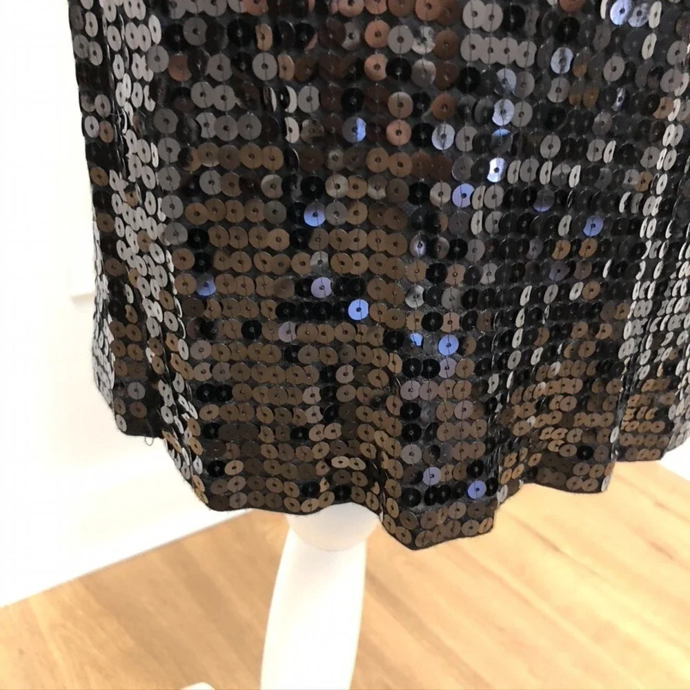 Michael Kors Sequin Wrap Dress‎ Womens XXS Black LBD Party Edgy Sleek